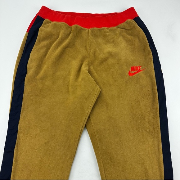 Nike Sportswear Retro Fleece Jogger Pant Pockets Colorblock Gold Bronze Black - Picture 3 of 15